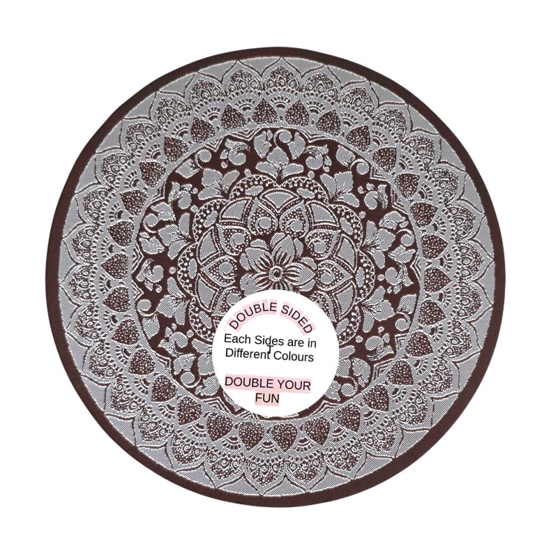 Dolls House Round Area Rug Circular Carpet Double Sided Brown Grey Lge Dolls House Round Area Rug Circular Carpet Double Sided Brown Grey Lge