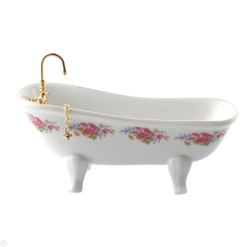 Dolls House Dresden Rose Bath Tub Porcelain 1:12 Scale Dolls House Dresden Rose Bath Tub Porcelain 1:12 Scale