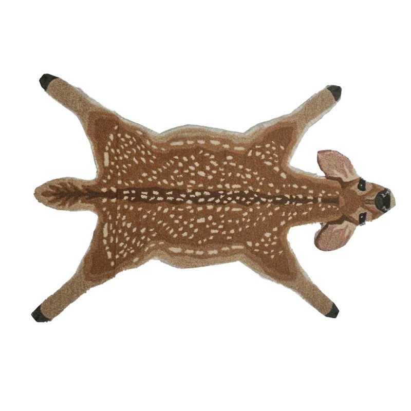 Dolls House Deer Rug Modern Animal Play Mat Nursery Accessory Printed Card