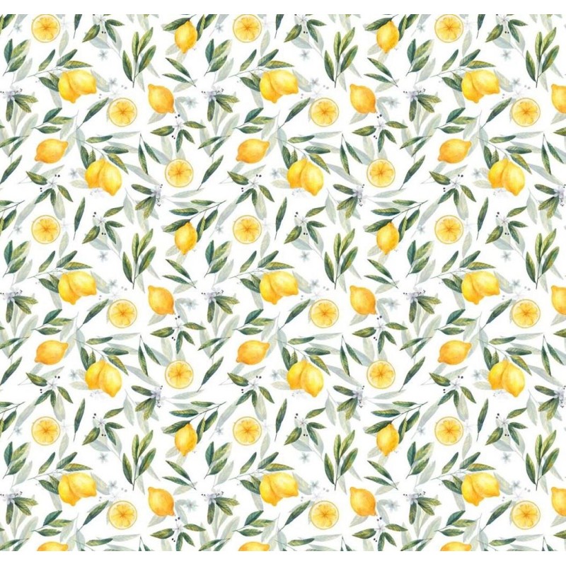 Dolls House White & Lemon Tree Bayleaf Miniature Print Wallpaper 1:12 Scale