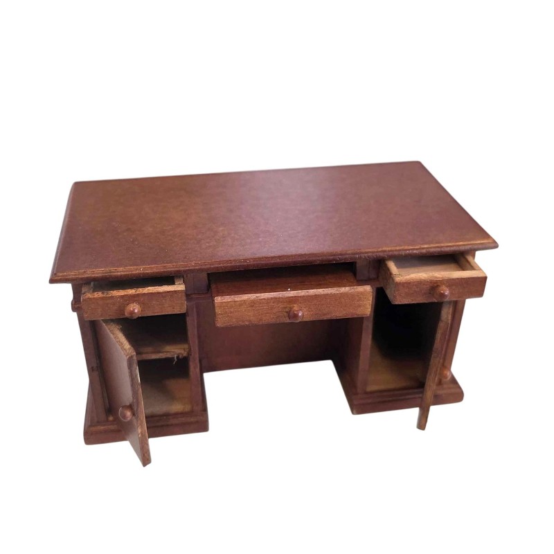 Dolls House Kneehole Desk Victorian Walnut Miniature Office Furniture Dolls House Kneehole Desk Victorian Walnut Miniature Office Furniture