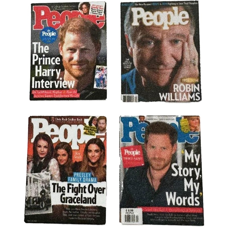 Dolls House People Celebrity News Story Magazine Cover Set 1:12 Living Accessory Printed Card