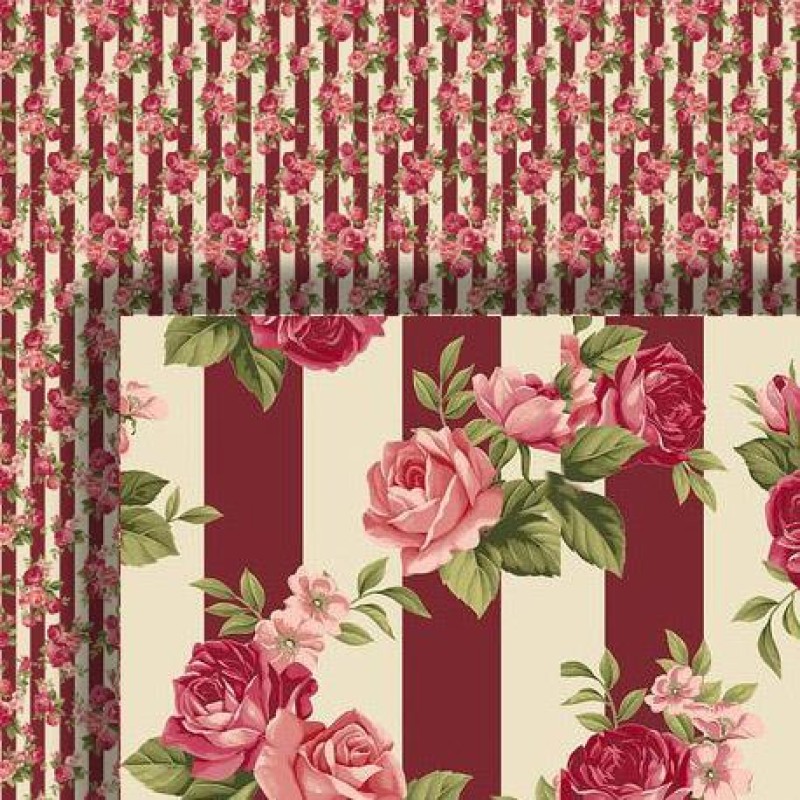 Dolls House Wallpaper Victorian Floral Stripe 1/2 inch 1:24 Miniature Print 592