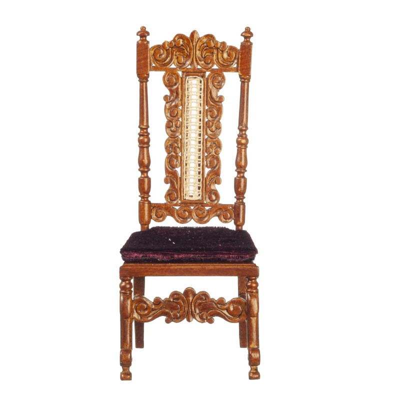 Dolls House French Renaissance Side Chair Walnut JBM Miniature Dining Furniture