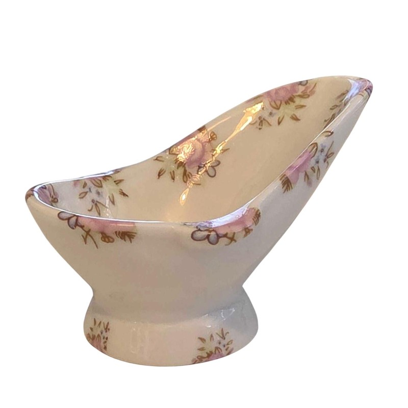 Dolls House Hip Bath Tub Porcelain Pink Floral Design Victorian Furniture 1:12