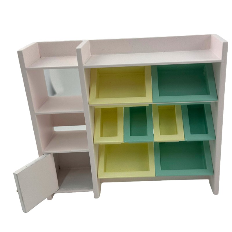 Dolls House Storage Cabinet Shelf Unit JBM Toy Room Nursery Furniture Pink 1:12