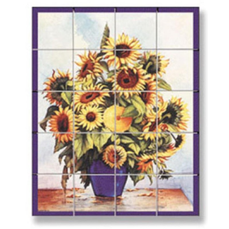 Dolls House Sunflower Picture Tile Mosaic Splashback Embossed Card Wall Art 1:12