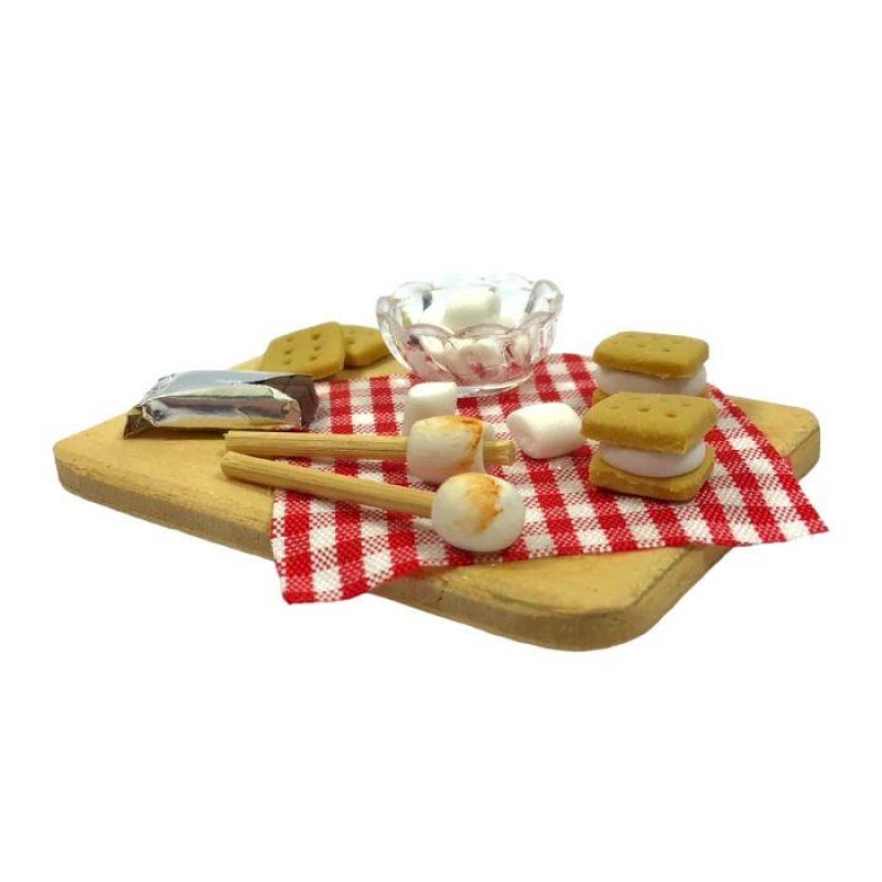 Dolls House Marshmallow Melting Set on Board Miniature Kitchen Food Accessory