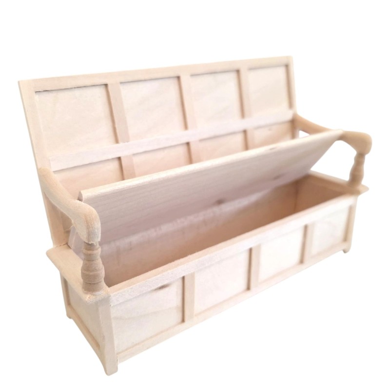 Dolls House Bench High Back Unfinished Bare Wood Medieval Settle Dolls House Bench High Back Unfinished Bare Wood Medieval Settle