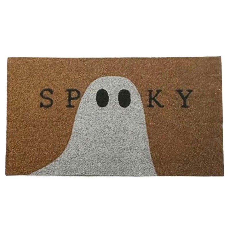 Dolls House Halloween Door Mat "Spooky" Ghost Porch Hall Step 1:12 Printed Card