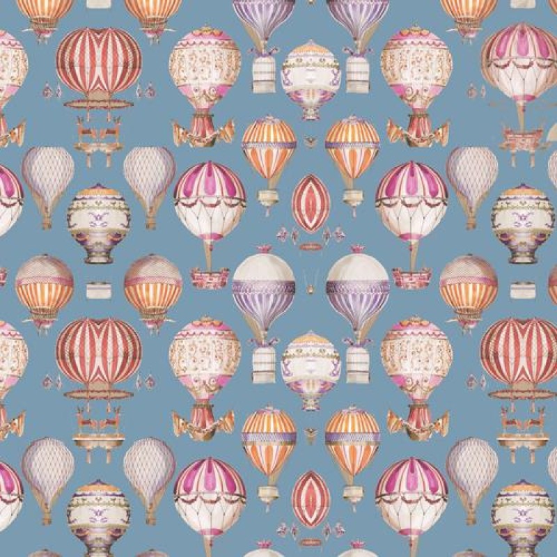 Dolls House Wallpaper Vintage Hot Air Balloons 1/2in 1:24 Scale Miniature Print