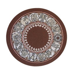 Dolls House Zodiac Wheel Round Rug Brown Miniature Floor Accessory Small