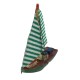Dolls House Green Striped Classic Racing Yacht Sailing Boat Ornament Accessory