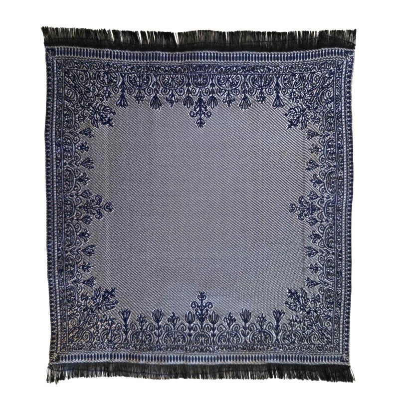 Dolls House Square Rug Navy Blue & Grey Double Sided Floor Accessory Medium