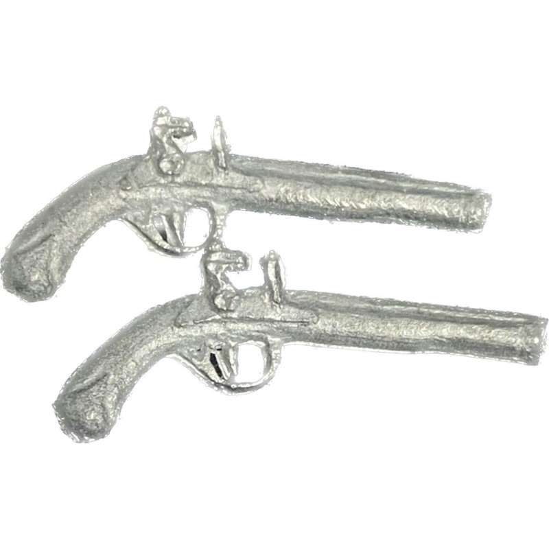 Dolls House Flintlock Pistol 1:24 Half Inch Pewter Wartime Ornamental Accessory