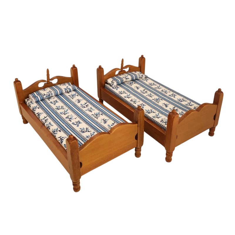 Dolls House Small Bunk Beds Or Twin Beds Walnut Miniature 1:12 Bedroom Furniture