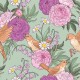 Dolls House Wallpaper Birds & Pink Purple Flower Design Miniature Print 1:12 Dolls House Wallpaper Birds & Pink Purple Flower Design Miniature Print 1:12