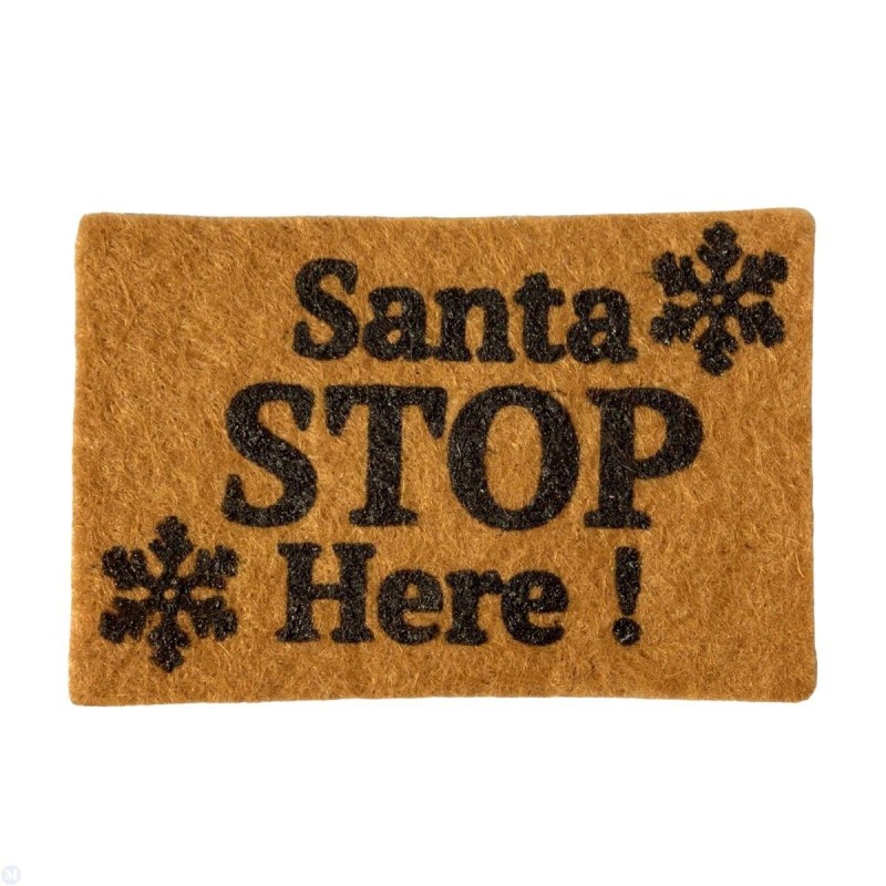 Dolls House Door Mat Santa Stop Here Winter Christmas Front Entrance Accessory