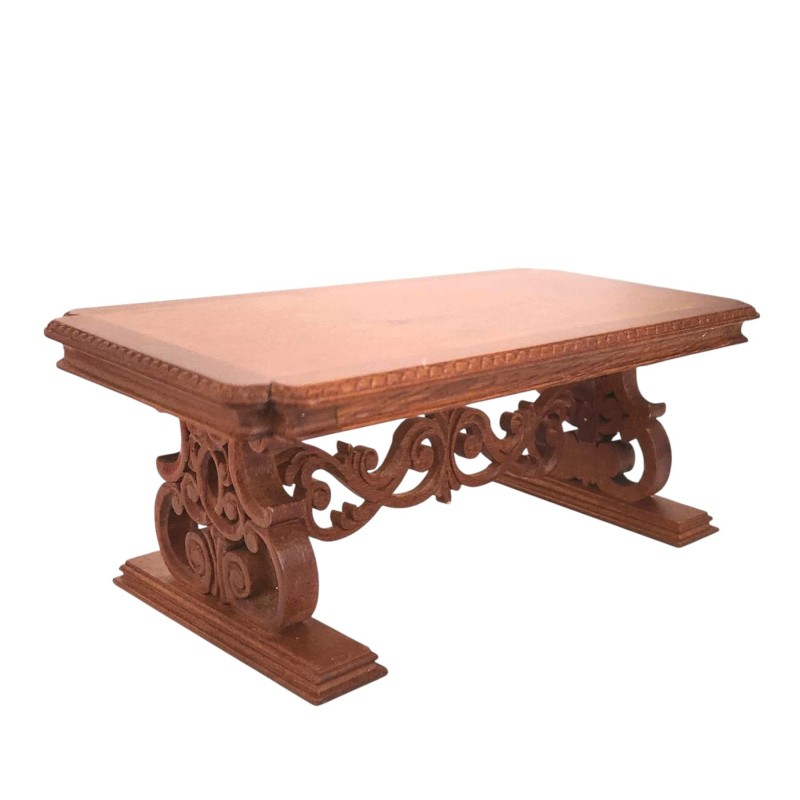 Dolls House Louis XIV Trestle Table Walnut JBM Miniature Dining Room Furniture