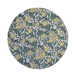 Dolls House Modern Round Rug Yellow & Green Floral Floor Accessory Medium