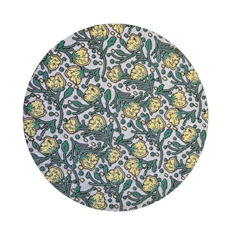 Dolls House Modern Round Rug Yellow & Green Floral Floor Accessory Medium