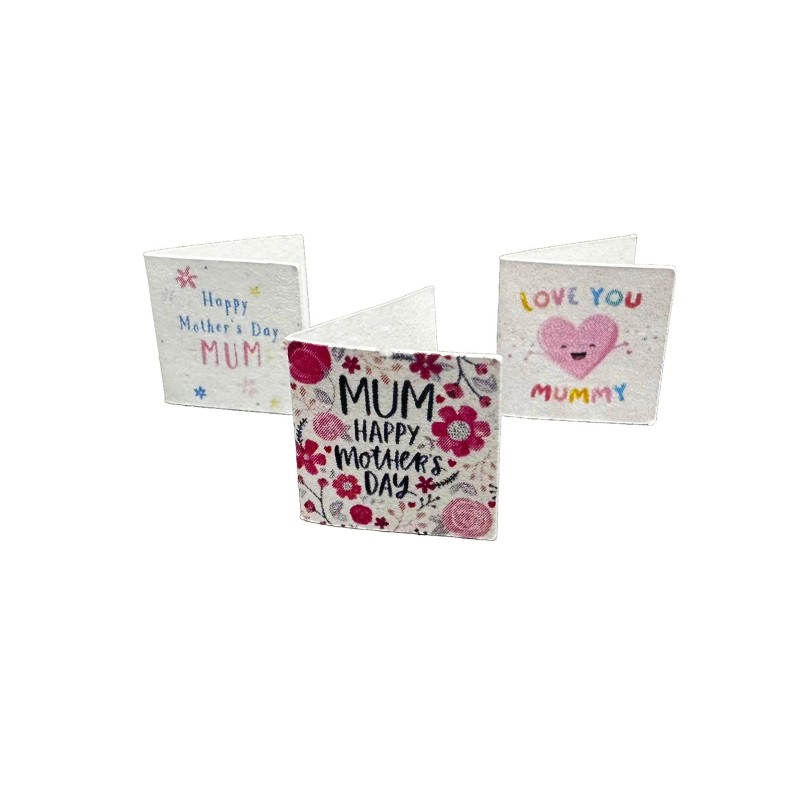 Dolls House Happy Mother's Day Card Mum Mummy Miniature Accessory 1:12 Pack of 3