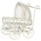 Dolls House Pram White Wire Rattan Miniature Nursery Furniture 1:12 Scale