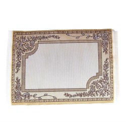 Dolls House Rectangular Rug Beige Woven Silk Miniature Accessory Small