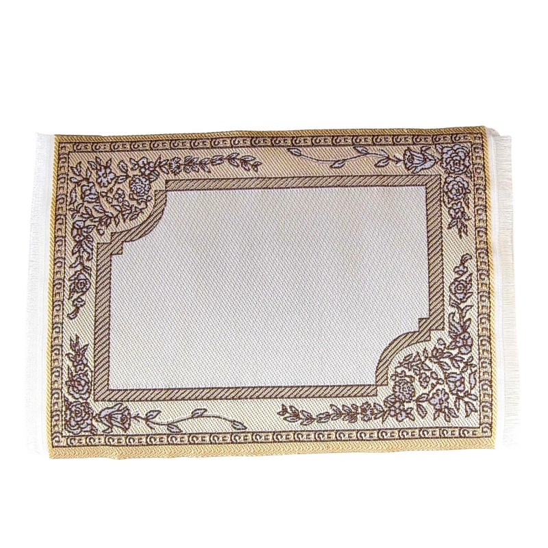 Dolls House Rectangular Rug Beige Woven Silk Miniature Accessory Small