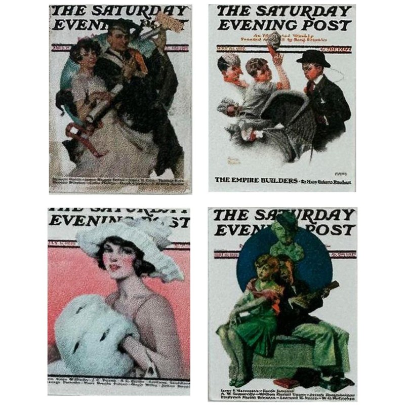 Dolls House The Saturday Evening Post Magazine Cover Set 1:12 Living Accessory Printed Card