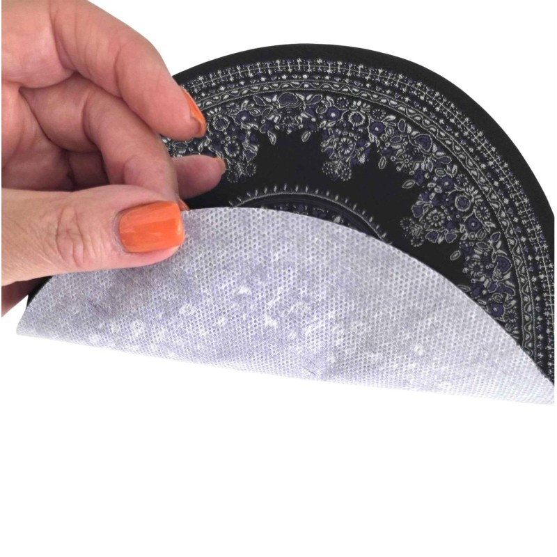 Dolls House Round Area Rug Circular Carpet Purple & Black Mandala Design Lge Dolls House Round Area Rug Circular Carpet Purple & Black Mandala Design Lge