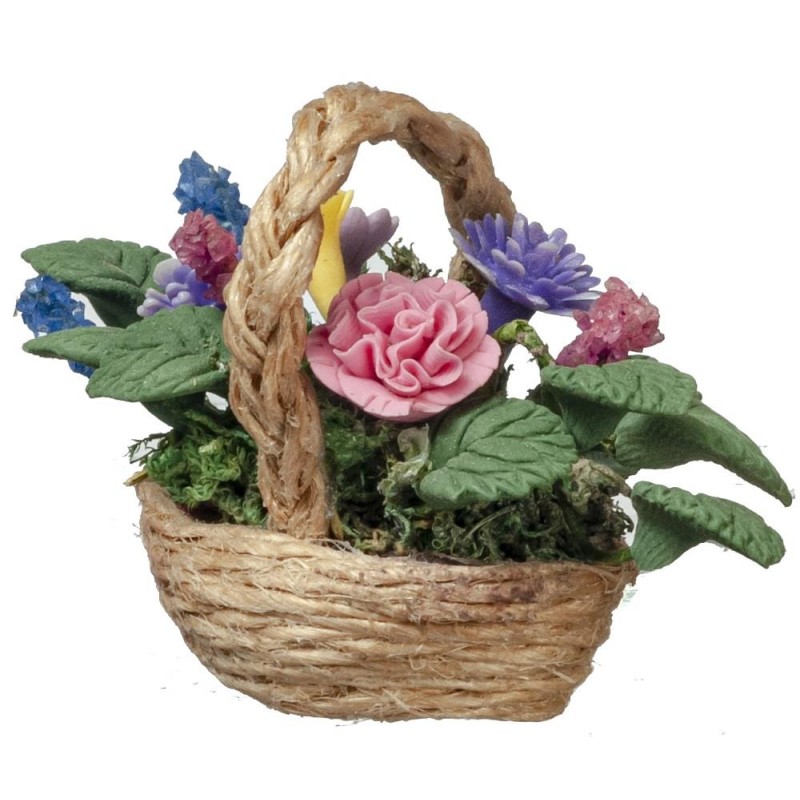 Dolls House Carnations Flower Floral Display Basket 1:12 Home Garden Accessory