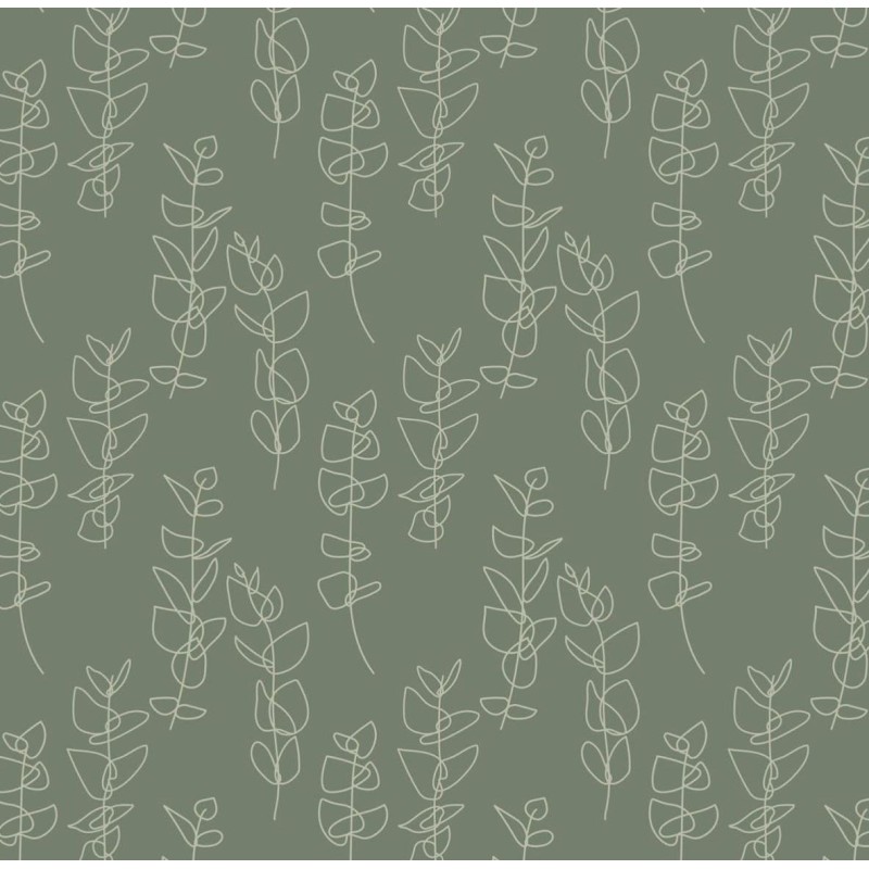 Dolls House Green Line Flower Pattern Miniature Print Wallpaper 1:12 Scale