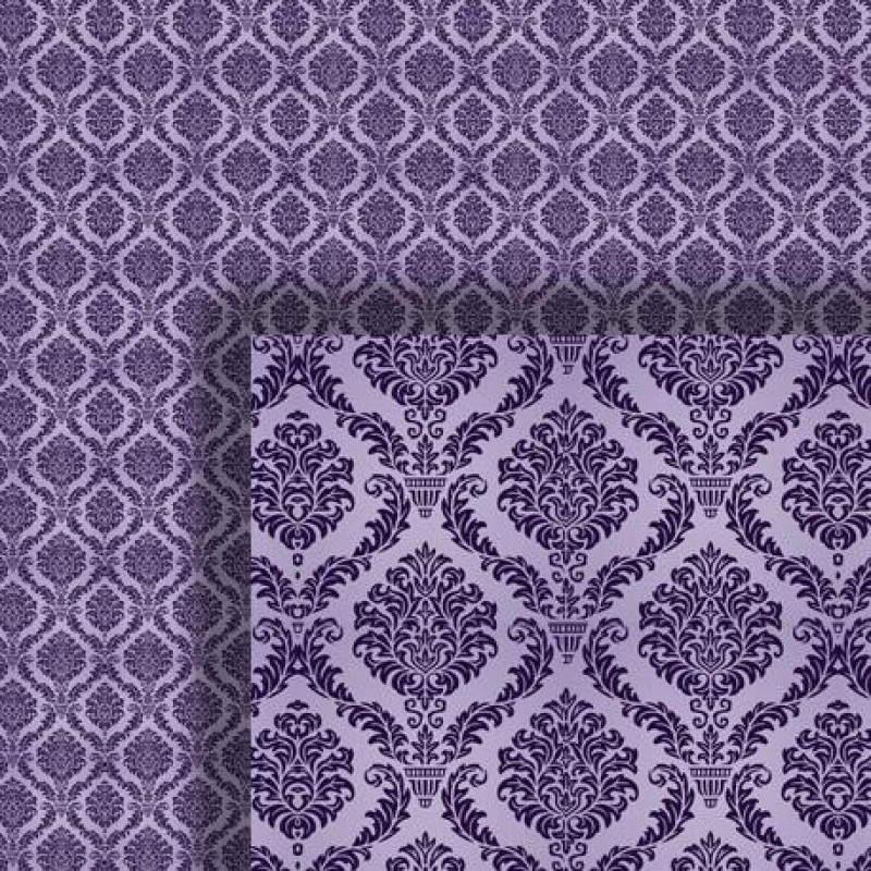 Dolls House Wallpaper Victorian Purple 1/2 inch 1:24 Scale Miniature Print 598