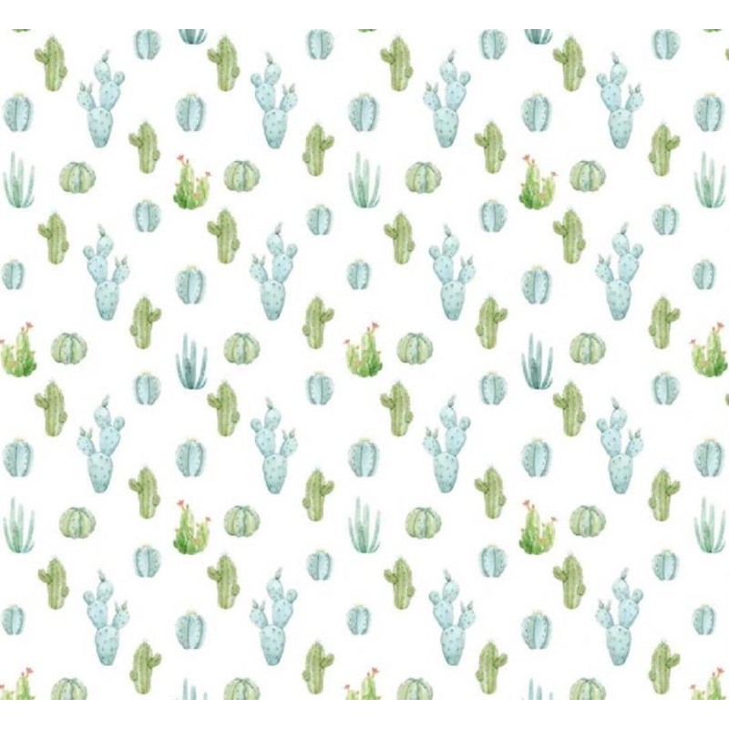 Dolls House Green & Blue Aloe Cactus Pattern Miniature Print Wallpaper 1:12