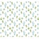 Dolls House Green & Blue Aloe Cactus Pattern Miniature Print Wallpaper 1:12