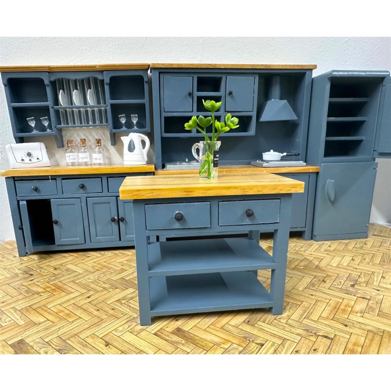 Dolls House Blue Modern Kitchen Furniture Set Special Package