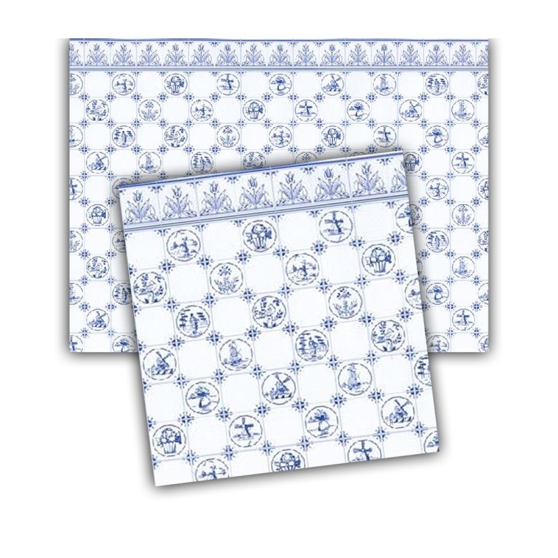 Dolls House Wallpaper Dutch Tile Blue Delft 1:24 1/2in Miniature Print x 3 Dolls House Wallpaper Dutch Tile Blue Delft 1:24 1/2in Miniature Print x 3