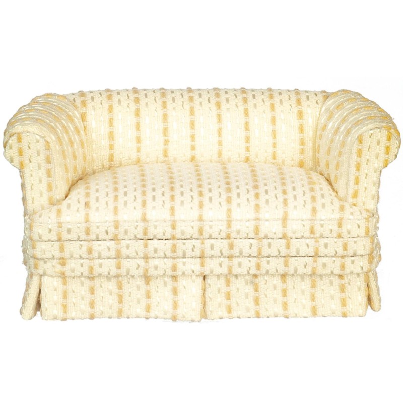 Dolls House Cream Sofa Gold Stripes Loveseat Settee JBM Living Room Furniture