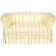 Dolls House Cream Sofa Gold Stripes Loveseat Settee JBM Living Room Furniture