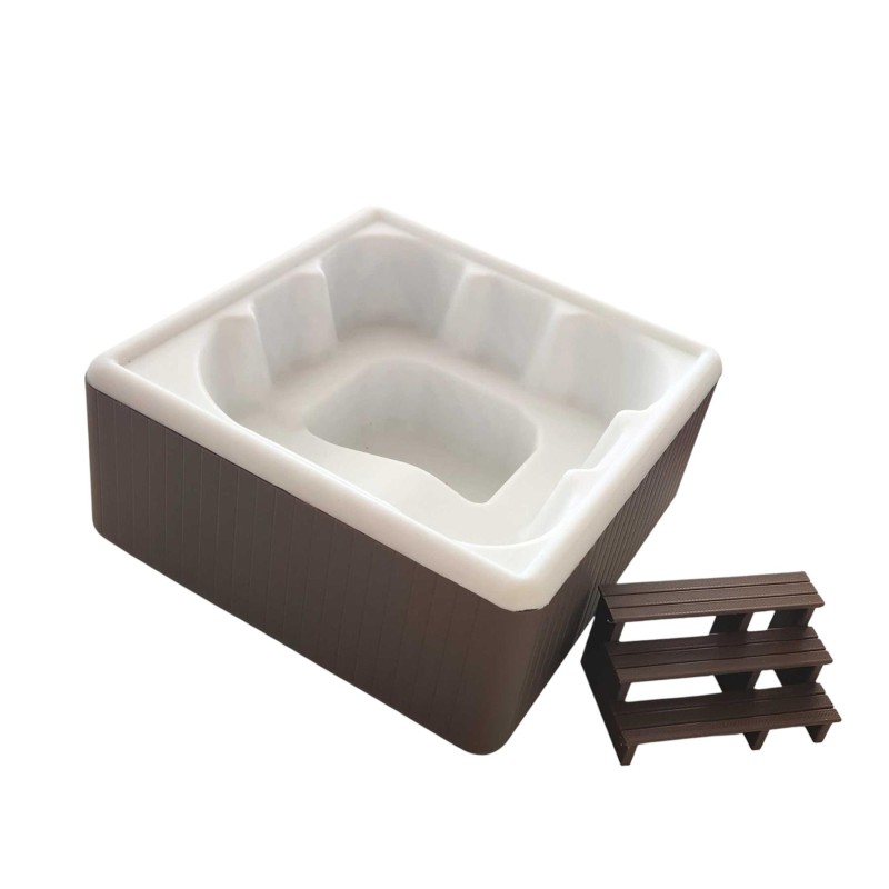 Dolls House Hot Tub Brown Square Miniature Garden Spa 1:12 Outdoor Furniture