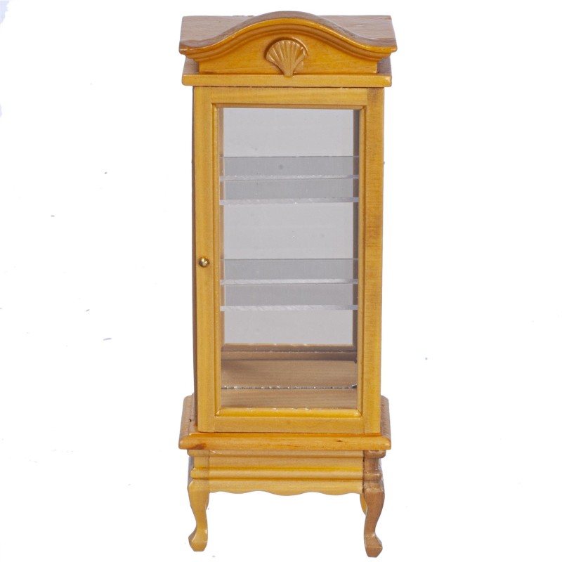 Dolls House China Display Cabinet Light Oak Mirror Back Miniature 1:12 Furniture