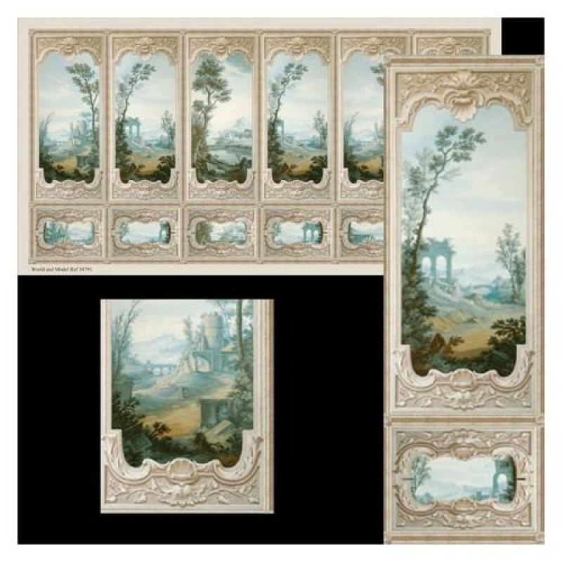 Dolls House Wall Panel Wallpaper Chinoiserie Beige 1:12 Scale Miniature Print Dolls House Wall Panel Wallpaper Chinoiserie Beige 1:12 Scale Miniature Print