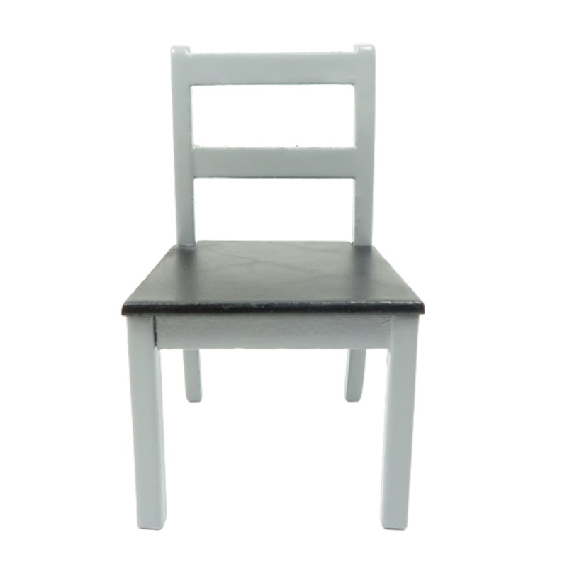 Dolls House Side Chair Grey & Black Miniature Kitchen Dining Room Furniture 1:12