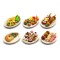 Dolls House 6 Plates of Cooked Food Buffet Snacks Prepared Dining Room Accessory