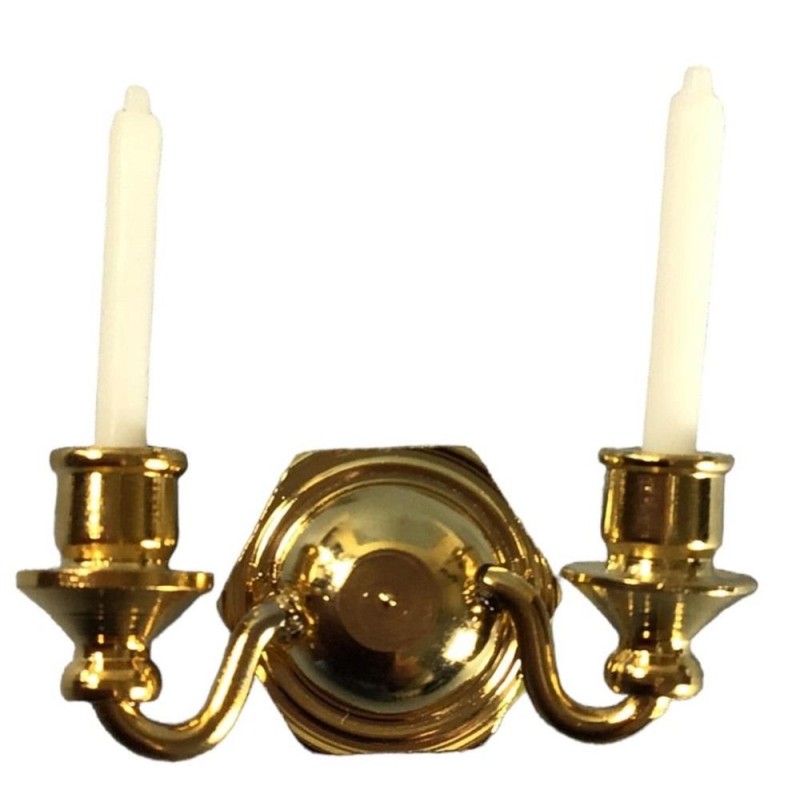 Dolls House Candle Wall Sconce Gold Non Working Miniature Light 1:12 Accessory