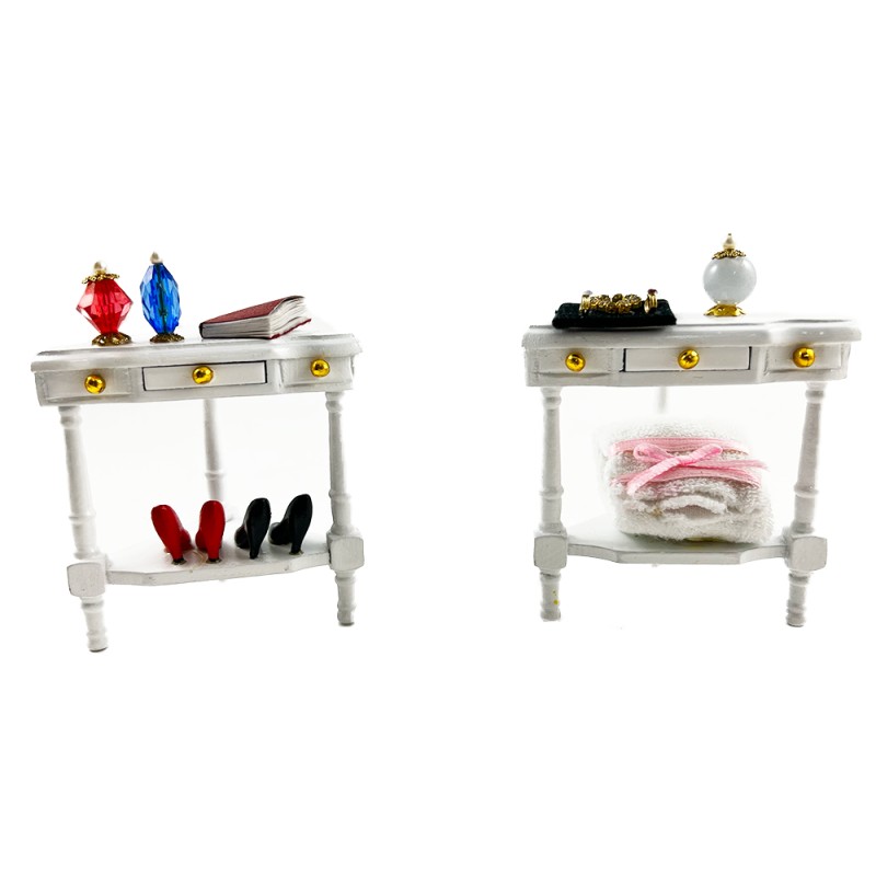 Dolls House Corner Bedside Tables & Accessories Nightstand Bedroom Furniture