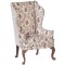 Dolls House Wing Back Armchair Cream Floral JBM Walnut Living Room Furniture