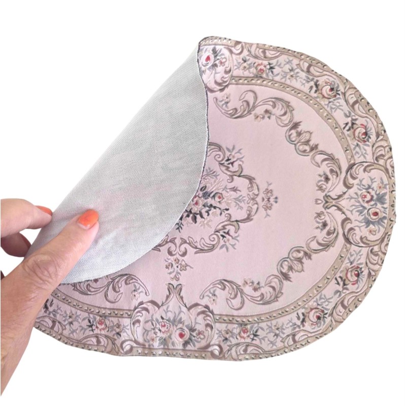 Dolls House Oval Rug Traditional Pink French Floral Design Carpet Large Dolls House Oval Rug Traditional Pink French Floral Design Carpet Large