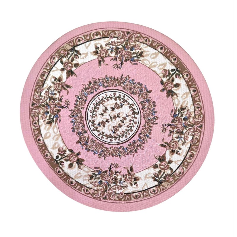 Dolls House Round Area Rug Circular Carpet Pink Vintage Floral Design Lge Dolls House Round Area Rug Circular Carpet Pink Vintage Floral Design Lge